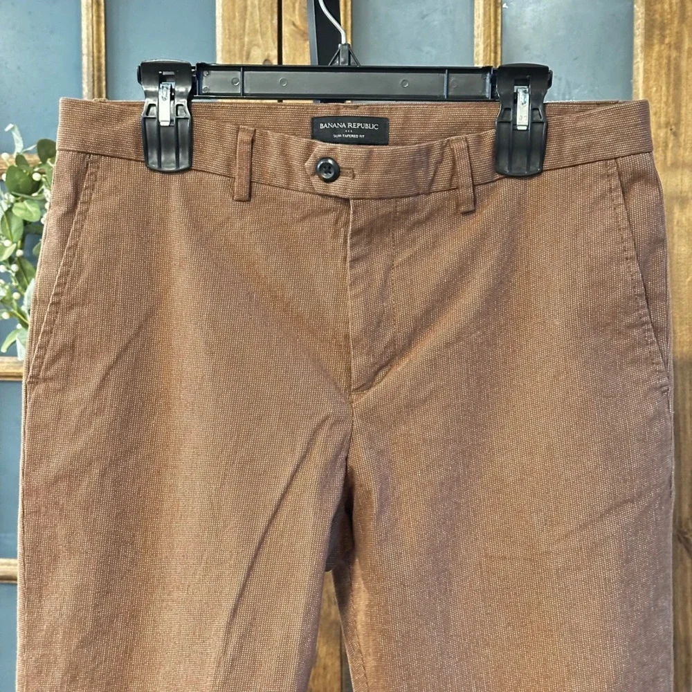 Banana Republic Pants Men 33x32 Brown Slim Tapered Stretch Dress Trousers